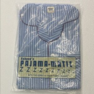 Vintage Haband Men's Blue and White Striped Pajama Set Size Large